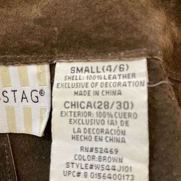 White Stag Womens Vintage Brown Suede Blazer w Macramé Trim Size 4/6 - Picture 11 of 11